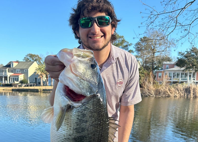 caught a big largemouth bass on a big swimbait