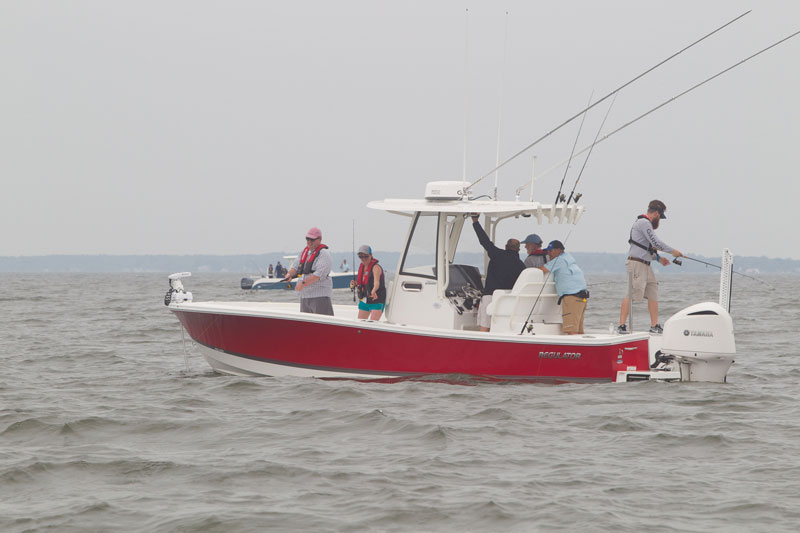 anglers casting lures from a fishing boat