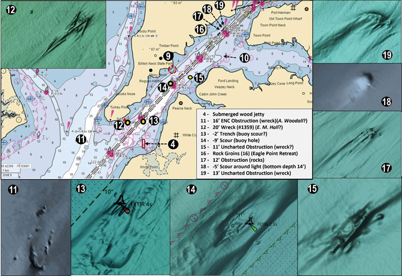 chart of fishing spots in the elk river of chesapeake bay