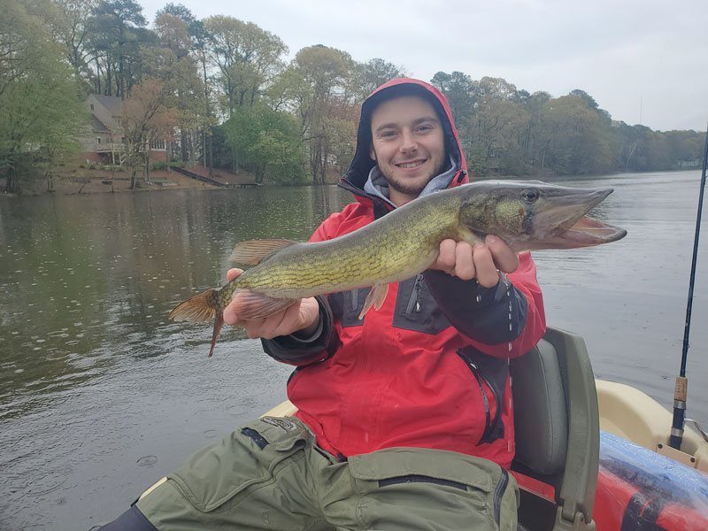 fishing in the rain at the millponds