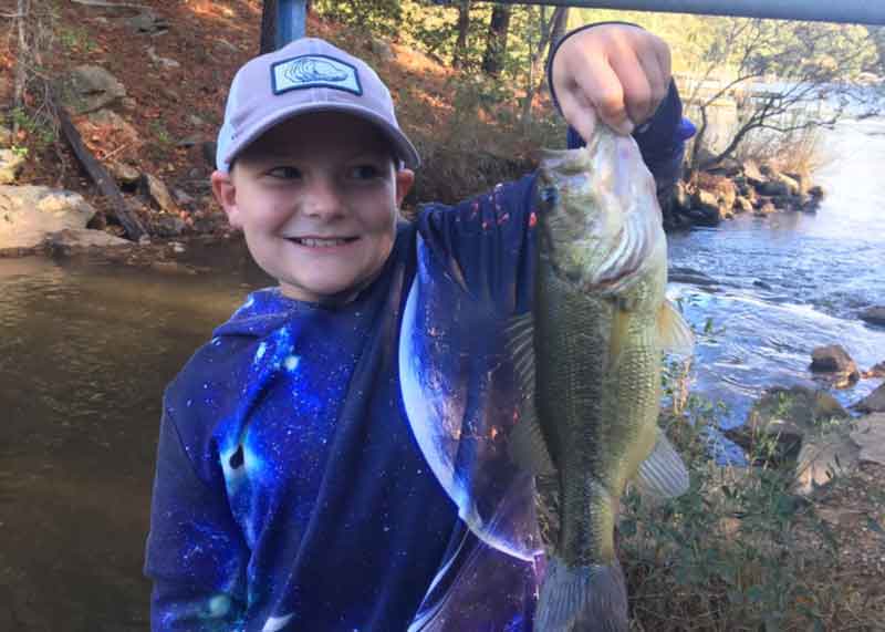bass fishing in a river