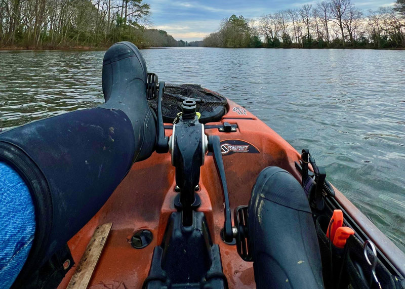 kayak fishing with boots on