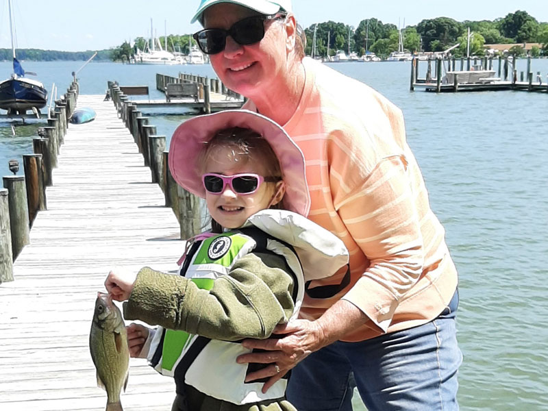white perch fishing on the docks