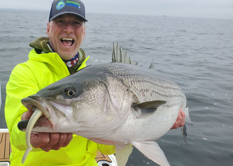 trophy striper on a jig